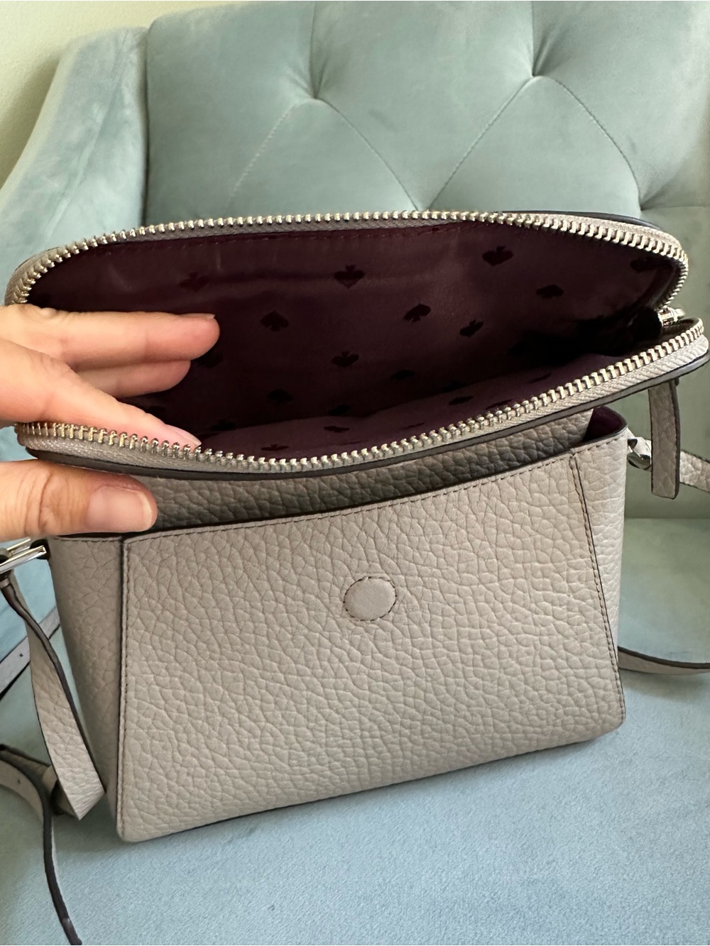 kate spade Pebbled Leather Crossbody Bag in Light Gray - Picture 10 of 17
